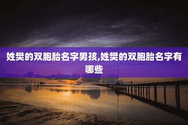 姓樊的双胞胎名字男孩,姓樊的双胞胎名字有哪些