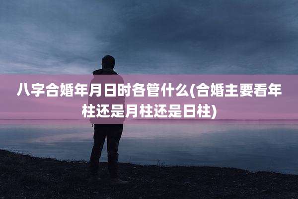 八字合婚年月日时各管什么(合婚主要看年柱还是月柱还是日柱)