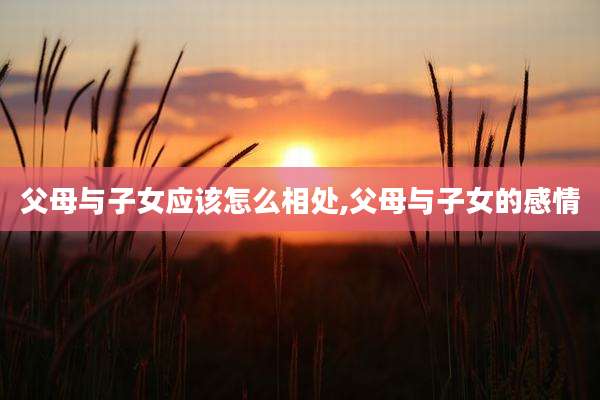 父母与子女应该怎么相处,父母与子女的感情