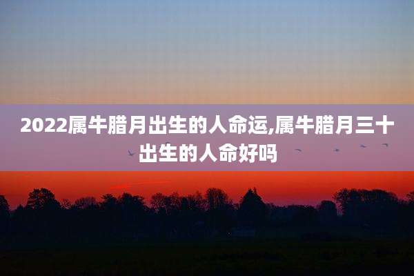2022属牛腊月出生的人命运,属牛腊月三十出生的人命好吗