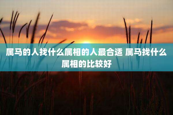 属马的人找什么属相的人最合适 属马找什么属相的比较好