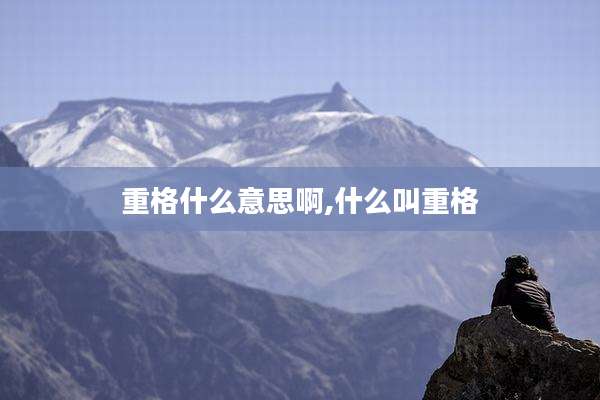 重格什么意思啊,什么叫重格