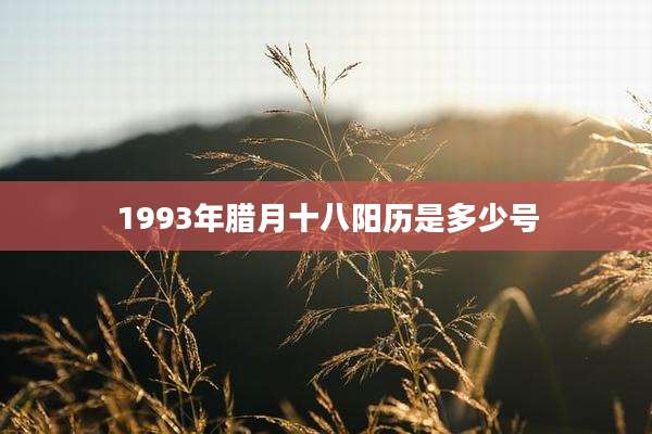1993年腊月十八阳历是多少号