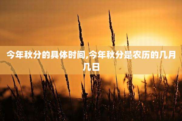 今年秋分的具体时间,今年秋分是农历的几月几日
