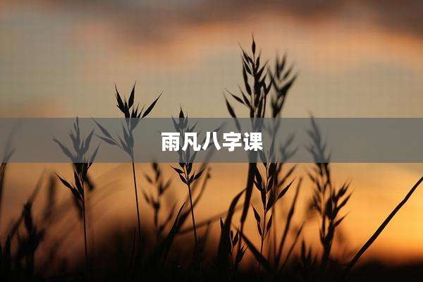 雨凡八字课