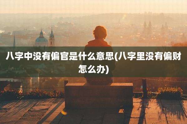 八字中没有偏官是什么意思(八字里没有偏财怎么办)