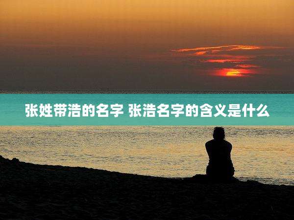 张姓带浩的名字 张浩名字的含义是什么