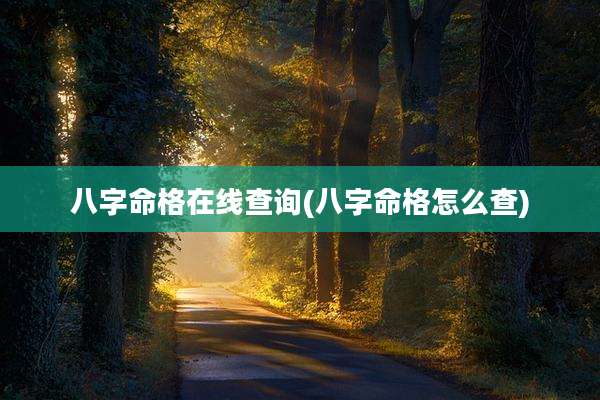 八字命格在线查询(八字命格怎么查)