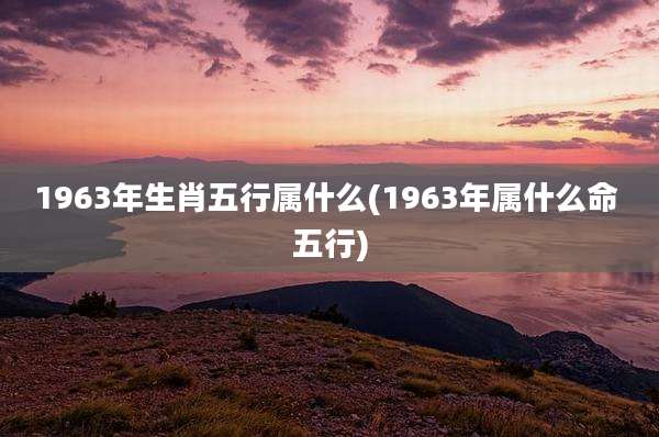 1963年生肖五行属什么(1963年属什么命 五行)