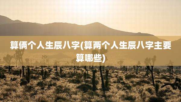 算俩个人生辰八字(算两个人生辰八字主要算哪些)