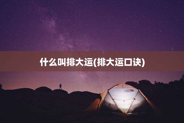 什么叫排大运(排大运口诀)