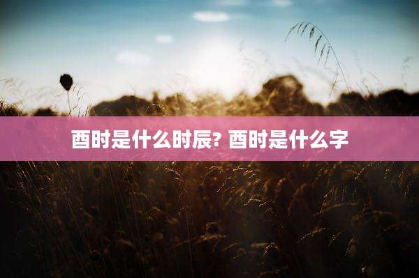 酉时是什么时辰? 酉时是什么字