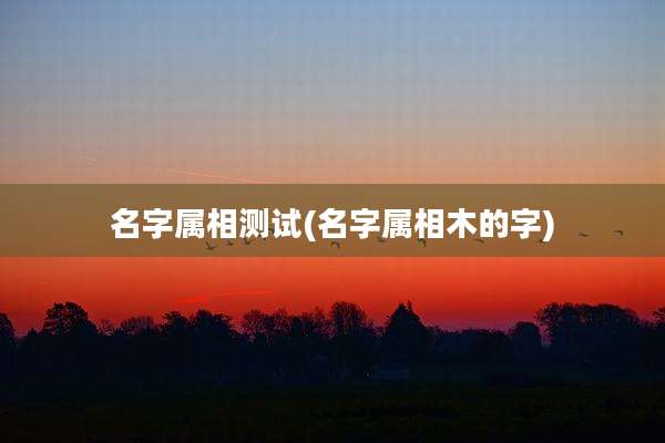 名字属相测试(名字属相木的字)