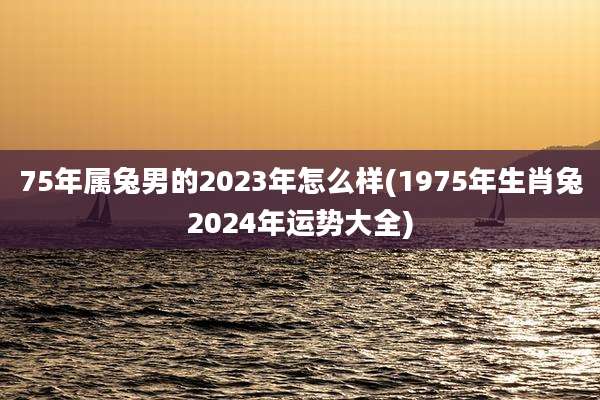 75年属兔男的2023年怎么样(1975年生肖兔2024年运势大全)