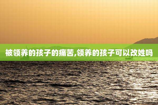 被领养的孩子的痛苦,领养的孩子可以改姓吗