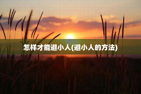怎样才能避小人(避小人的方法)