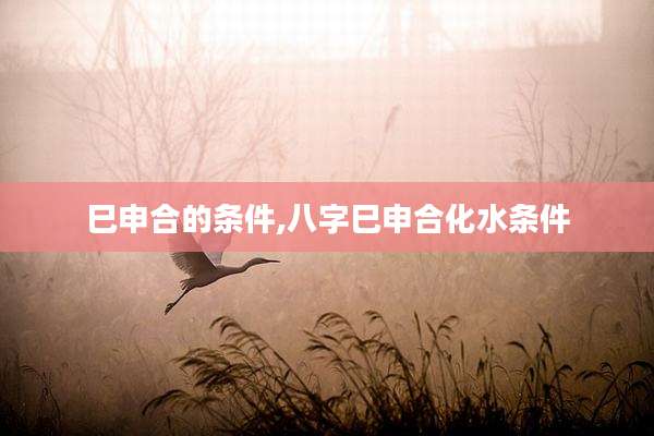 巳申合的条件,八字巳申合化水条件