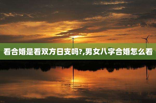 看合婚是看双方日支吗?,男女八字合婚怎么看