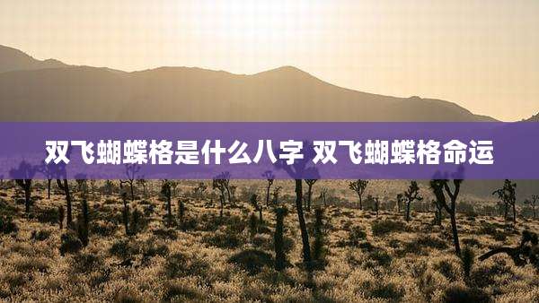 双飞蝴蝶格是什么八字 双飞蝴蝶格命运