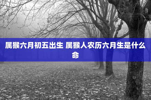 属猴六月初五出生 属猴人农历六月生是什么命
