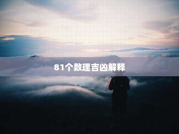 81个数理吉凶解释