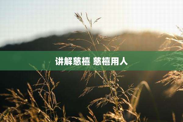 讲解慈禧 慈禧用人