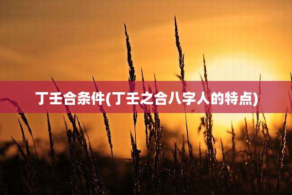 丁壬合条件(丁壬之合八字人的特点)