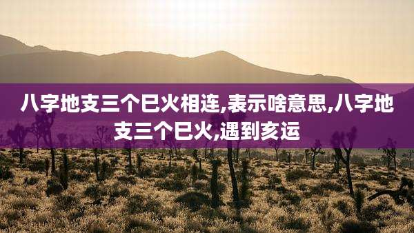 八字地支三个巳火相连,表示啥意思,八字地支三个巳火,遇到亥运