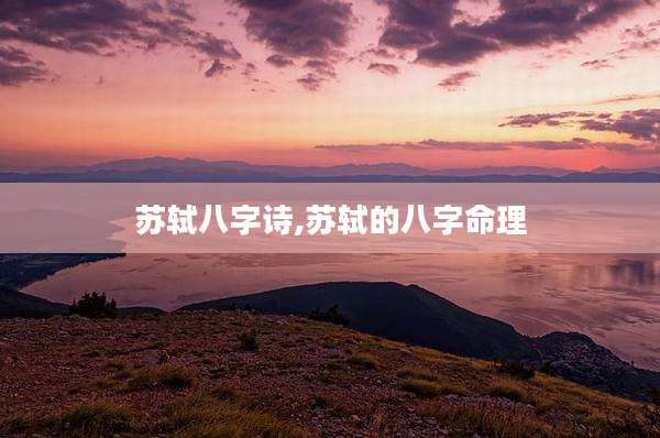 苏轼八字诗,苏轼的八字命理