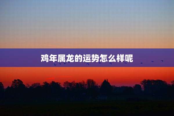 鸡年属龙的运势怎么样呢