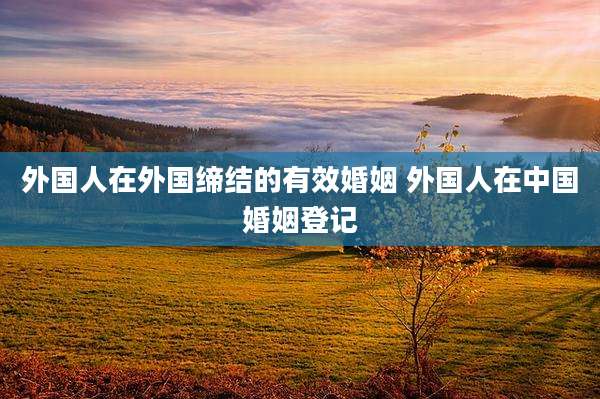 外国人在外国缔结的有效婚姻 外国人在中国婚姻登记