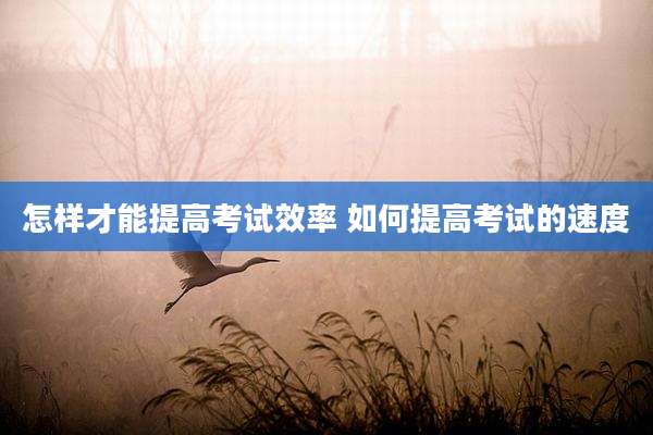 怎样才能提高考试效率 如何提高考试的速度