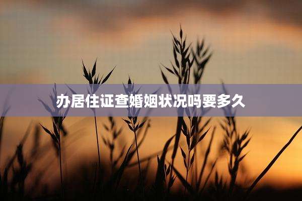 办居住证查婚姻状况吗要多久