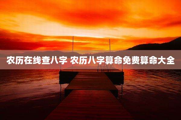 农历在线查八字 农历八字算命免费算命大全