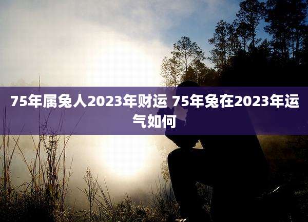 75年属兔人2023年财运 75年兔在2023年运气如何
