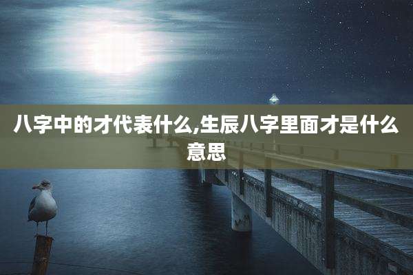八字中的才代表什么,生辰八字里面才是什么意思