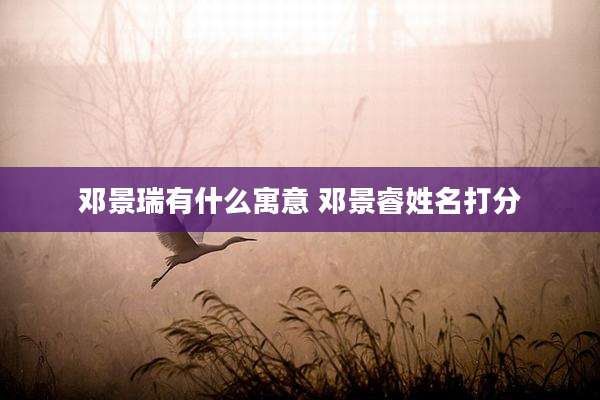 邓景瑞有什么寓意 邓景睿姓名打分