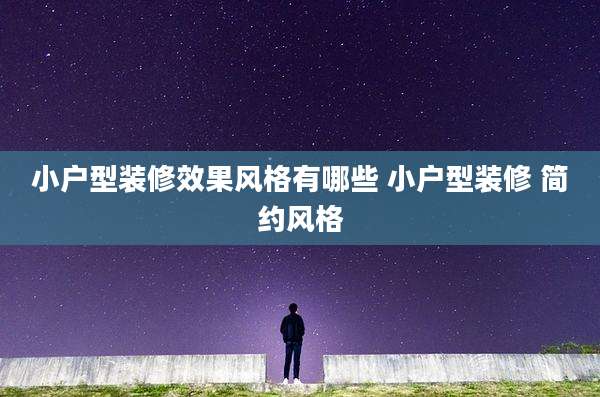 小户型装修效果风格有哪些 小户型装修 简约风格