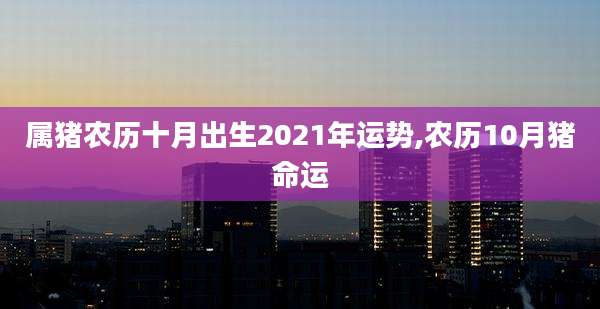属猪农历十月出生2021年运势,农历10月猪命运