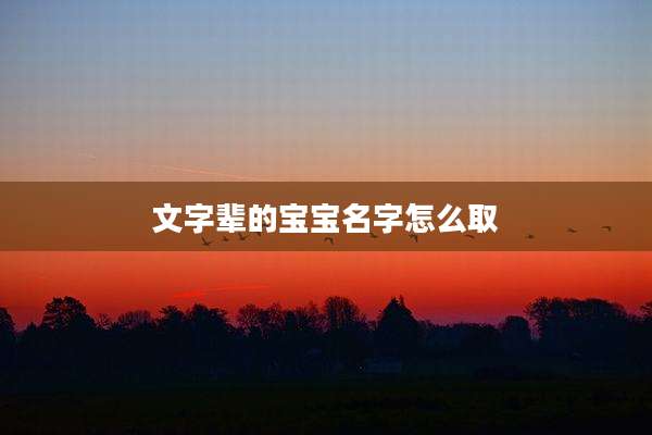 文字辈的宝宝名字怎么取