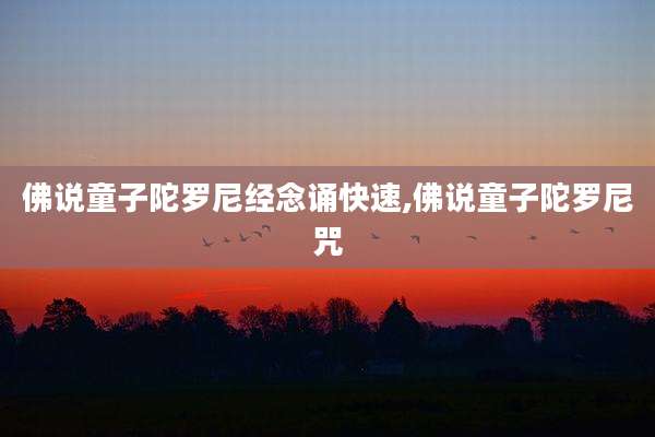 佛说童子陀罗尼经念诵快速,佛说童子陀罗尼咒