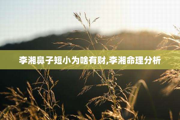 李湘鼻子短小为啥有财,李湘命理分析