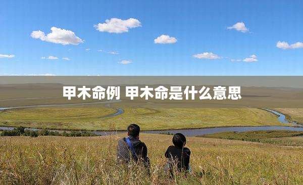 甲木命例 甲木命是什么意思