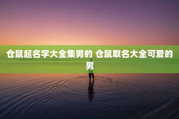 仓鼠起名字大全集男的 仓鼠取名大全可爱的男