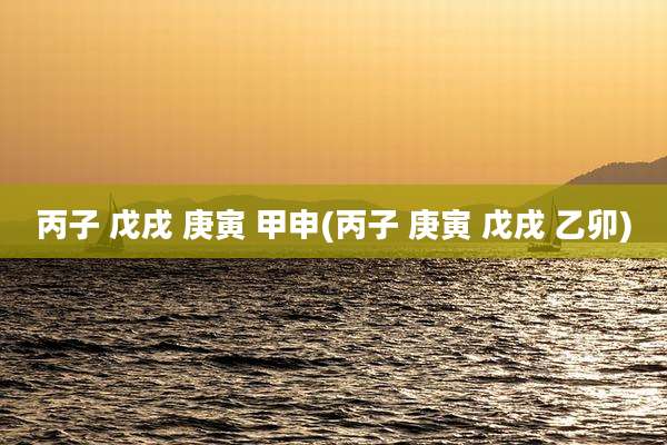丙子 戊戌 庚寅 甲申(丙子 庚寅 戊戌 乙卯)