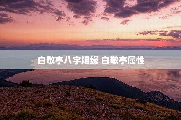 白敬亭八字姻缘 白敬亭属性