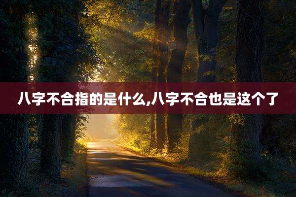 八字不合指的是什么,八字不合也是这个了