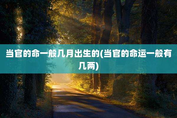 当官的命一般几月出生的(当官的命运一般有几两)