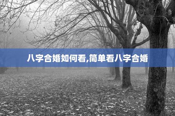 八字合婚如何看,简单看八字合婚