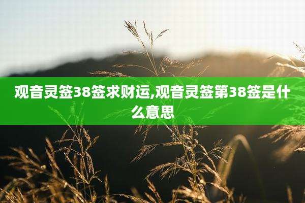 观音灵签38签求财运,观音灵签第38签是什么意思